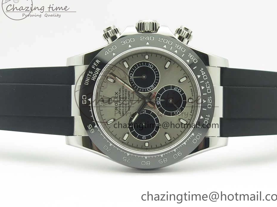 MiroTime 0217 Daytona 116519 Noob 1:1 Best Edition 904L SS Case Gray Black Dial on Black Rubber Strap SA4130 (Free Extra Strap) Durable 3336